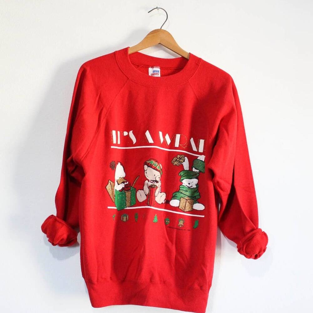 Vintage Its A Wrap Christmas Gift Sweatshirt Large